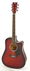NOVARO WESTERN GUITAR PHOTOFLAME - RED
