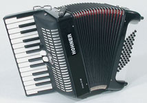 HOHNER BRAVO II Piano Accordion  - 26 key 48 bass (case included) - BLACK