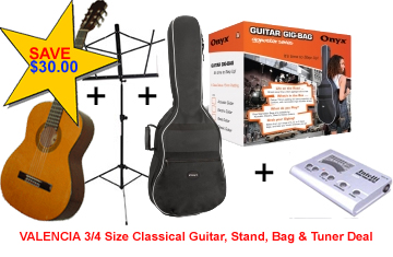 VALENCIA 3/4 CLASSICAL GUITAR SUPER STUDENT PACK 3