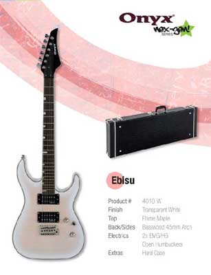 ONYX EL 'EBISU' ELECTRIC GUITAR WHITE TRANSPARENT
